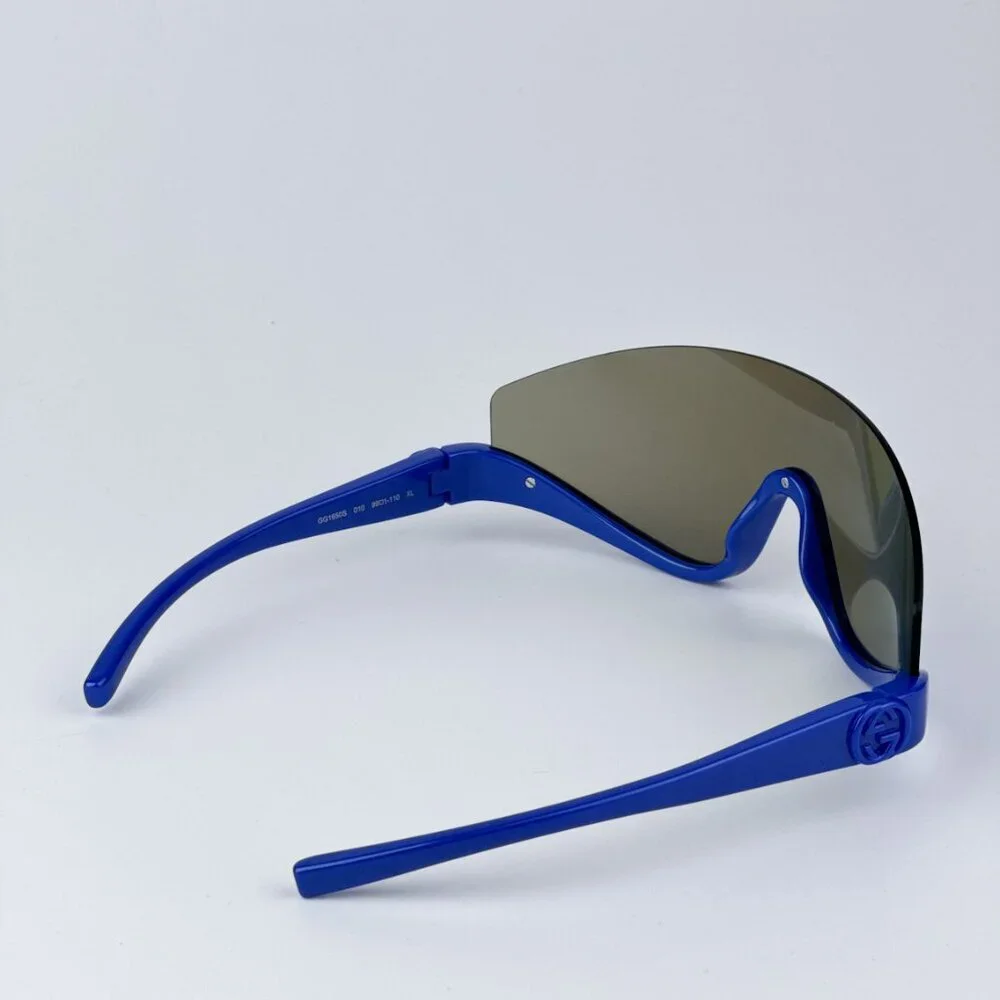 Gucci GG1650S 010 BRAND NEW Sunglasses Blue Blue Mirror Unisex Shield Mask